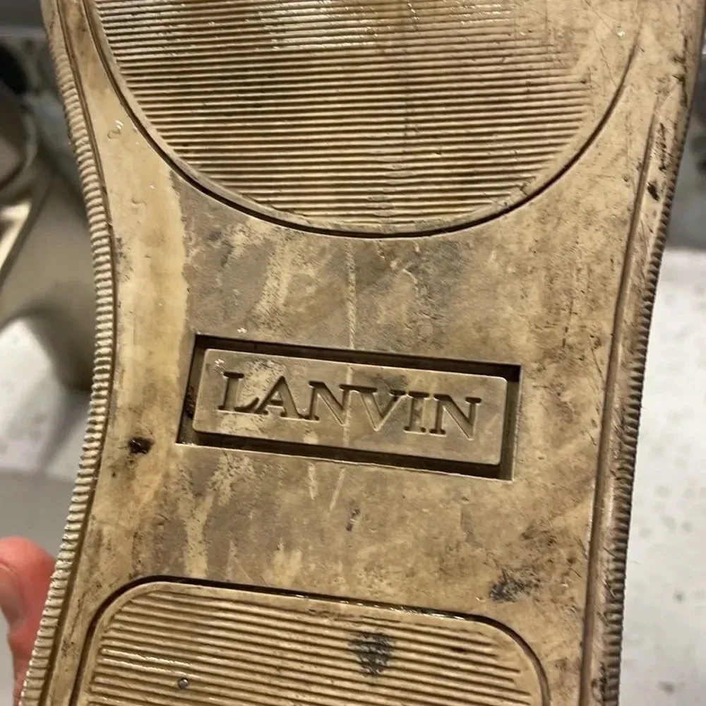 Lanvin mens suede and black pantent leather tennis shoes